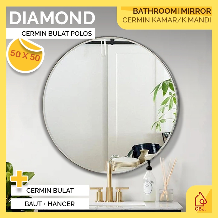 CERMIN BULAT POLOS 50 X 50 / CERMIN KAMAR MANDI / CERMIN HIAS GANTUNG