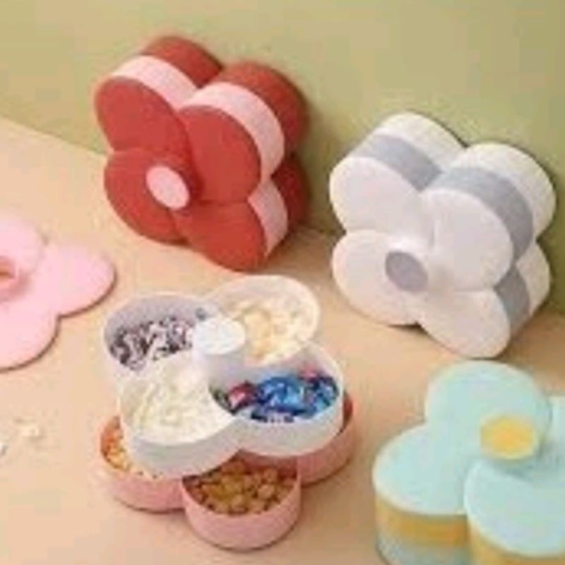 toples bunga putar 2 tingkat 4 sekat