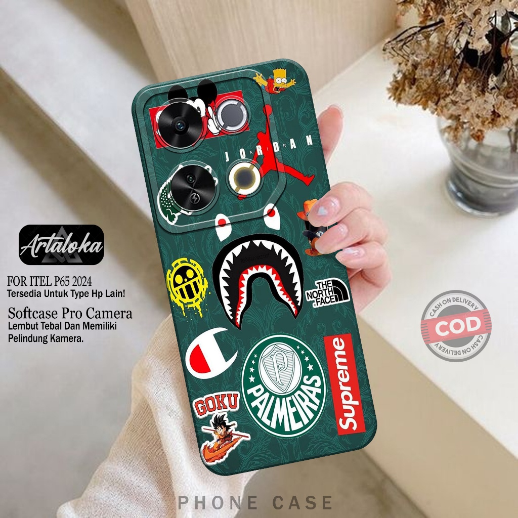 Softcase Hp ITEL P65 2024 Terbaru Fashion Case Branded Case ITEL P65 2024 Silikon TPU Pro Camera Cas