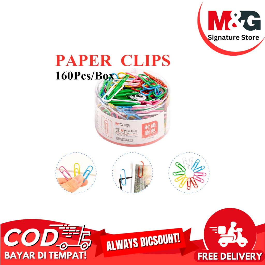 

Klip Kertas M&G Warna Warni 160pcs Paper Clips Box #ABS91698