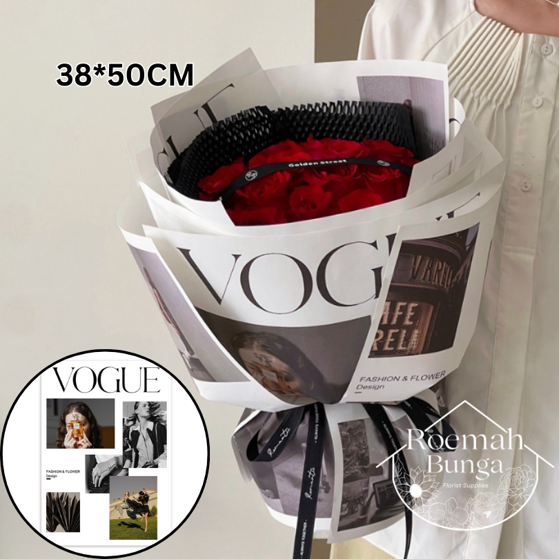 

[LBR] Kertas Buket VOGUE Majalah 38*50cm / Bungkus Bunga Florist Kado