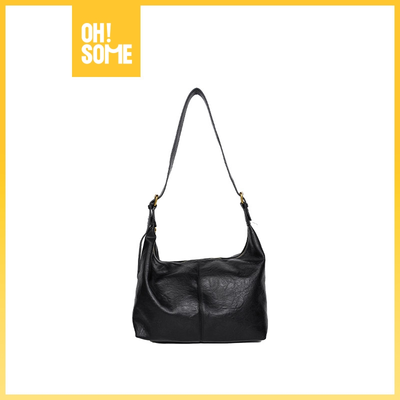 OHSOME - Egradable Crossbody Tote Bag Tas Selempang Warna Black/Silver/Apricot