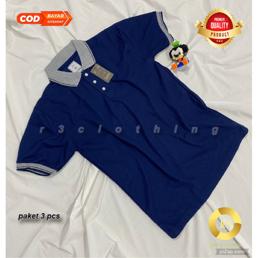 PAKET 3 PCS / BAJU KAOS KRAH NEVADA BERKERAH PRIA DEWASA LENGAN PENDEK / TANGAN MANSET