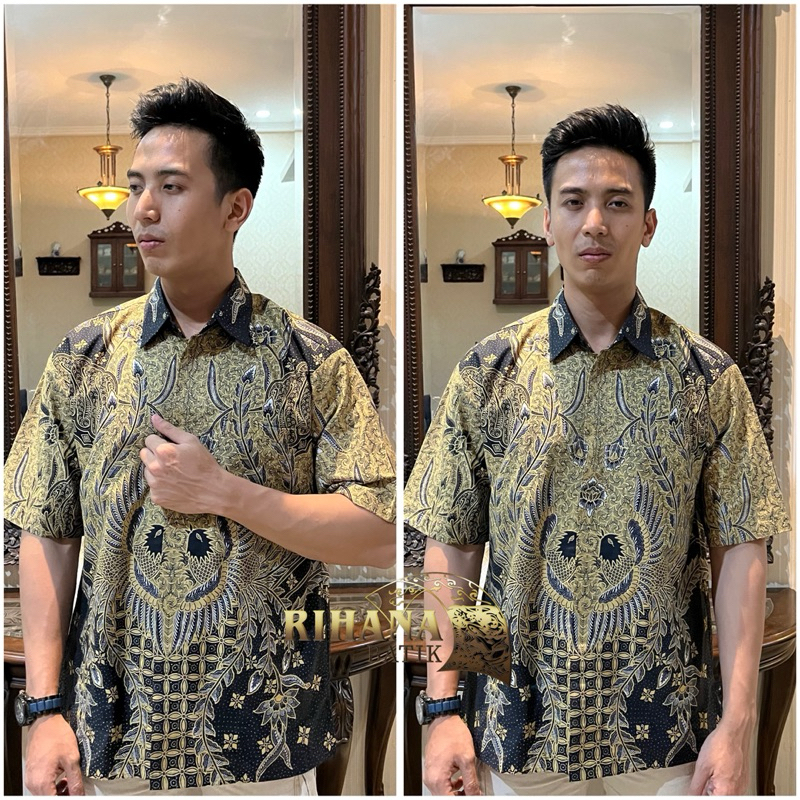 Baju Kemeja Hem Batik Pria Cowok Laki-Laki Katun Lengan Pendek, sudah terdapat furing yang nyaman. C