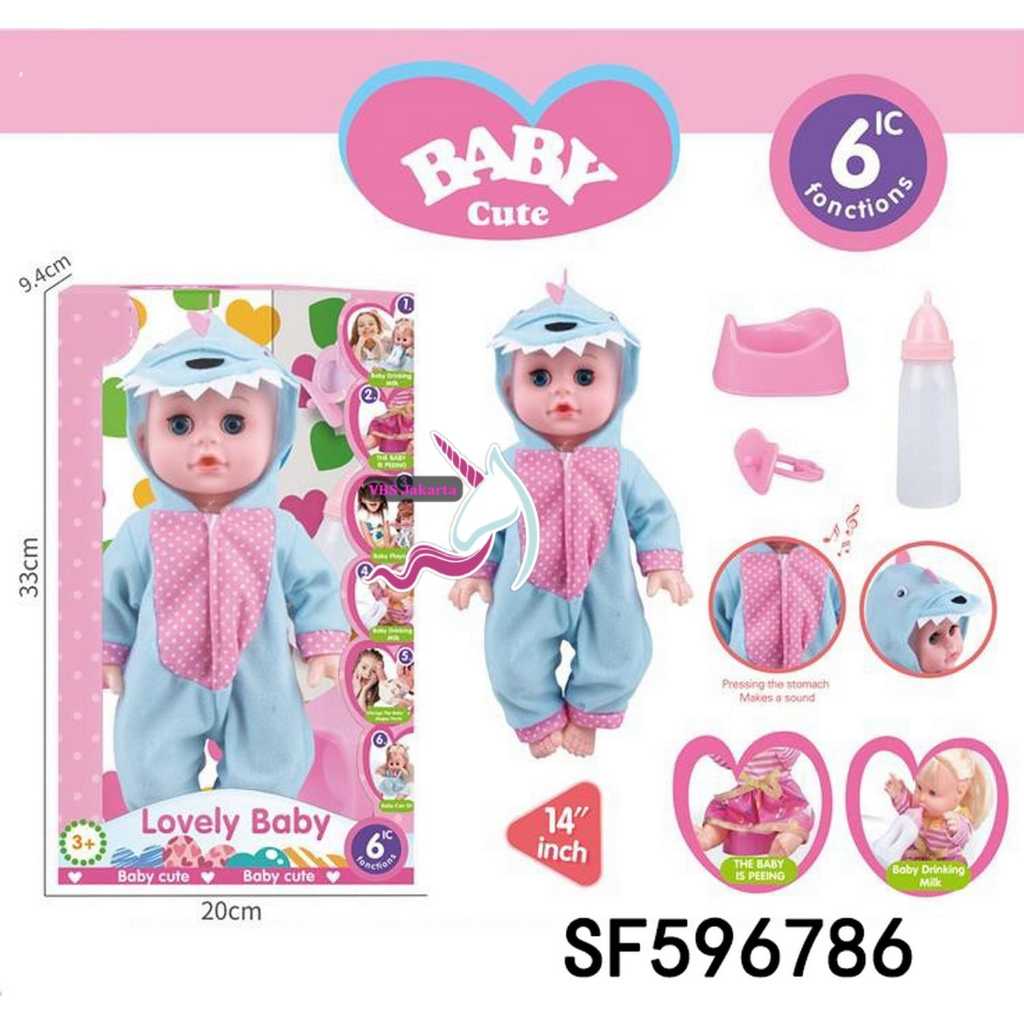BONEKA BAYI MENANGIS DOT MAMA PAPA PIPIS PEE PUP BABY CRY BOTOL SUSU BAJU DINO BOY GIRL CUTE ALIVE D