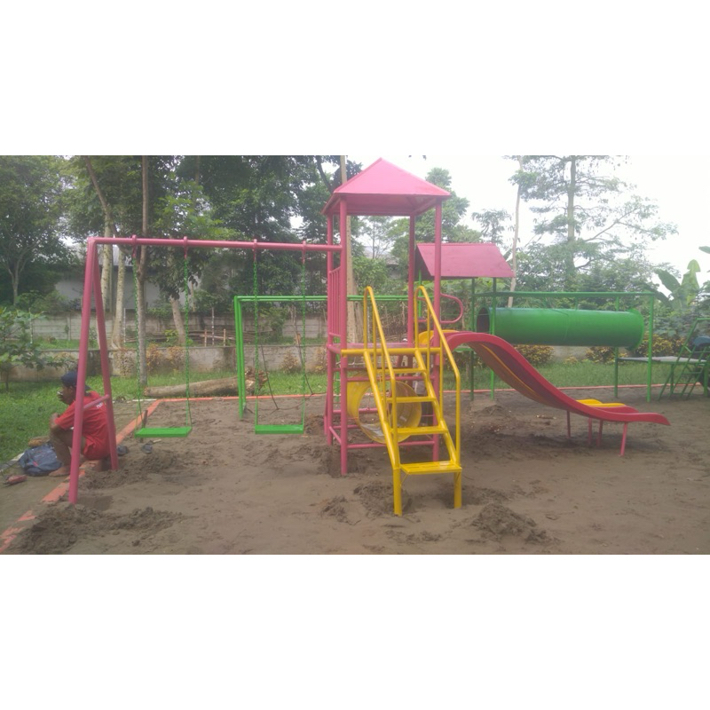 perosotan rumahan dengan ayunan mainan set anak paud free ongkir jakarta