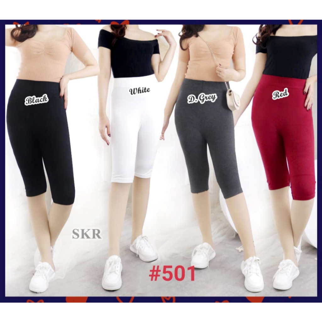 Legging Wanita Import Selutut Bahan Spandex Tebal Premium