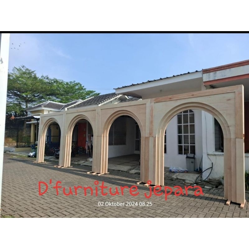 lorong gapura pelaminan, backdrop pelaminan dekor, gapura triplek pelaminan, backdrop pelaminan trip