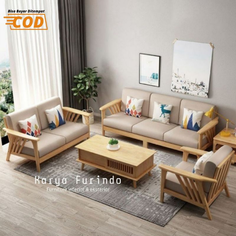 kursi Tamu Minimalis Modern Kayu Jati, Kursi Tamu Sofa Jati Jepara