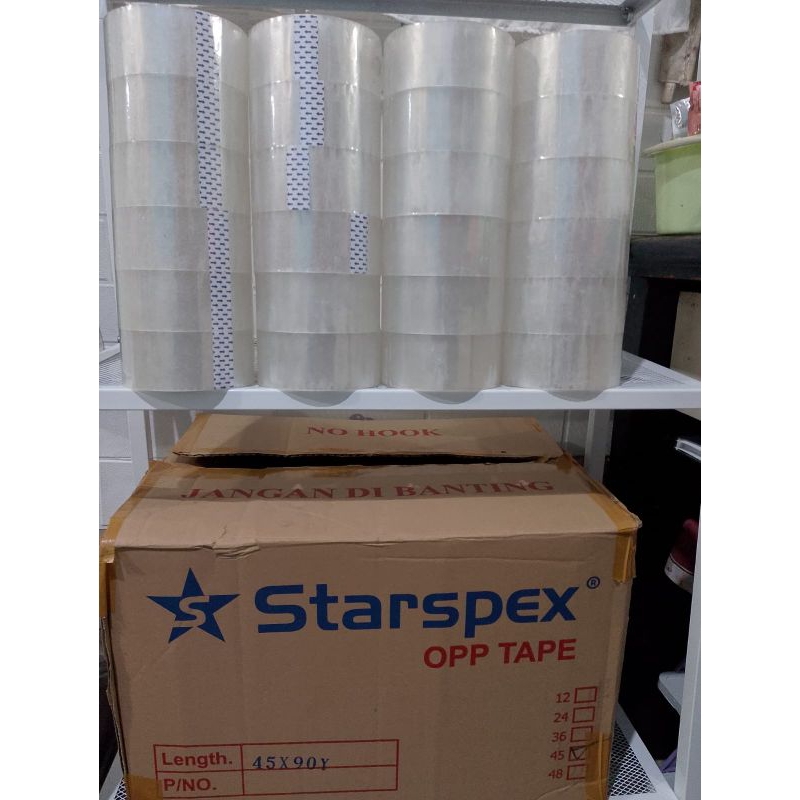 

LAKBAN / SELOTIP / SELASIBAN STARSPEX CLEAR PUTIH 48mm x 90 YARD ( 1 PCS )