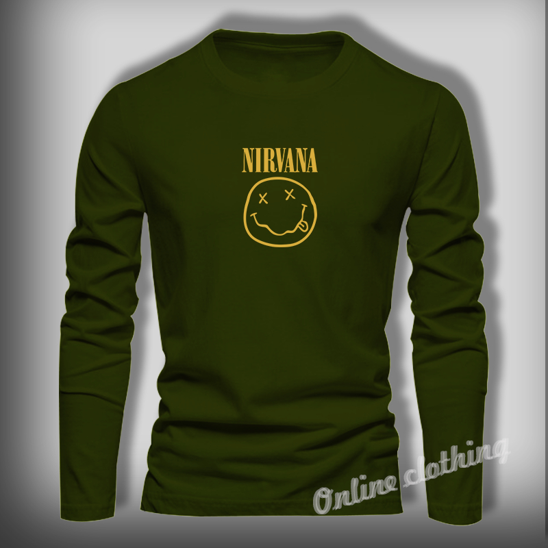 Baju Kaos Nirvana Lengan Panjang Pria Dewasa - Baju Casual Daily Outfit