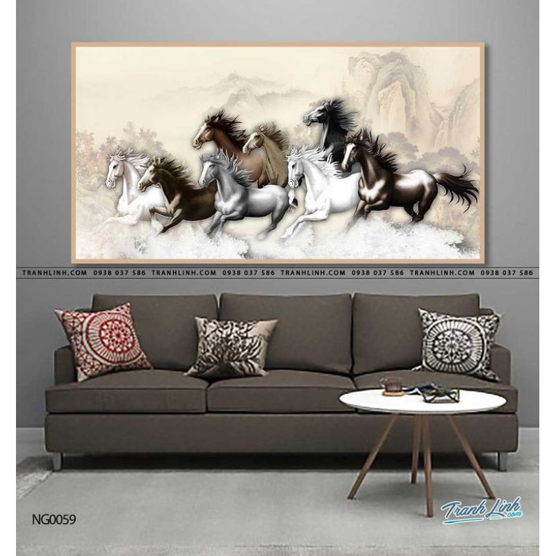 dekorasi dinding ruang tamu kuda 8 ekor modern art