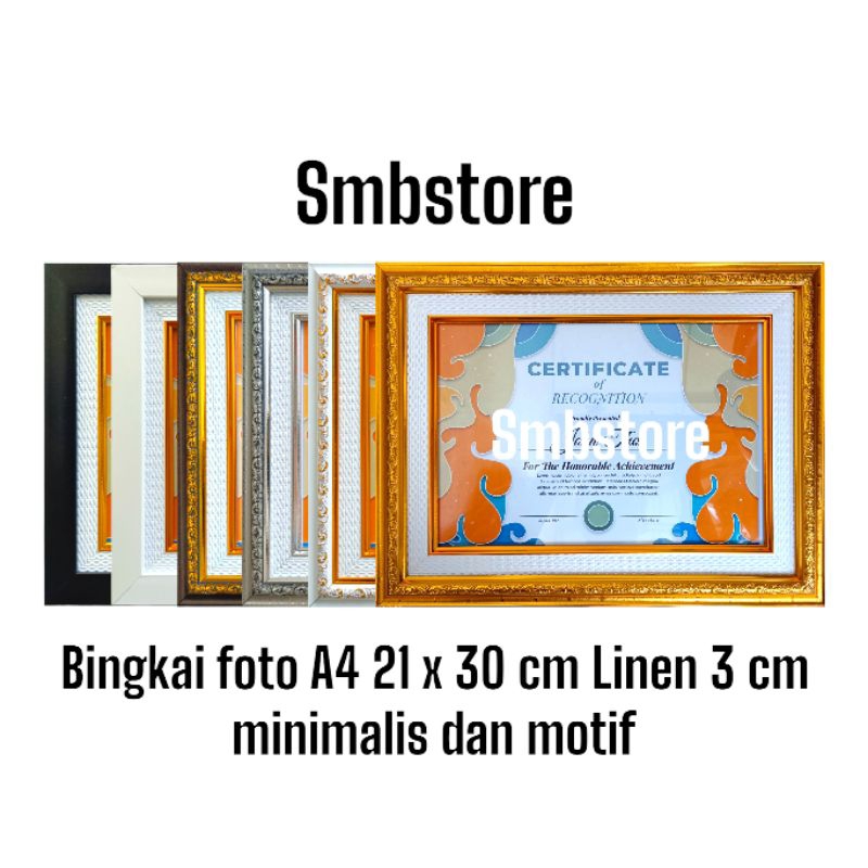 Bingkai frame figura pigura pigora foto A4/11R/10Rp/10Rs/21x30cm Linen motif minimalis piagam