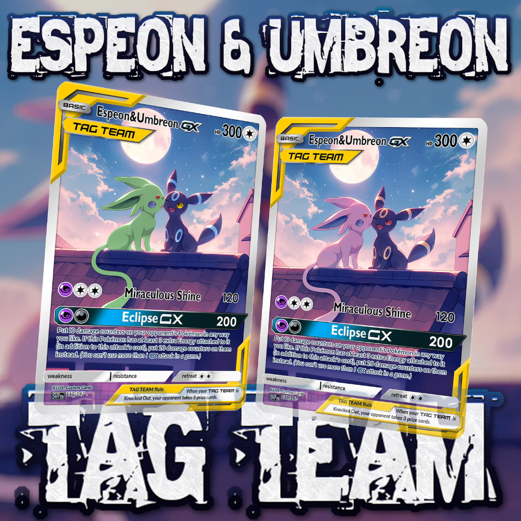 KARTU POKEMON TCG HOLOGRAM SPECIAL TAG TEAM - ESPEON UMBREON