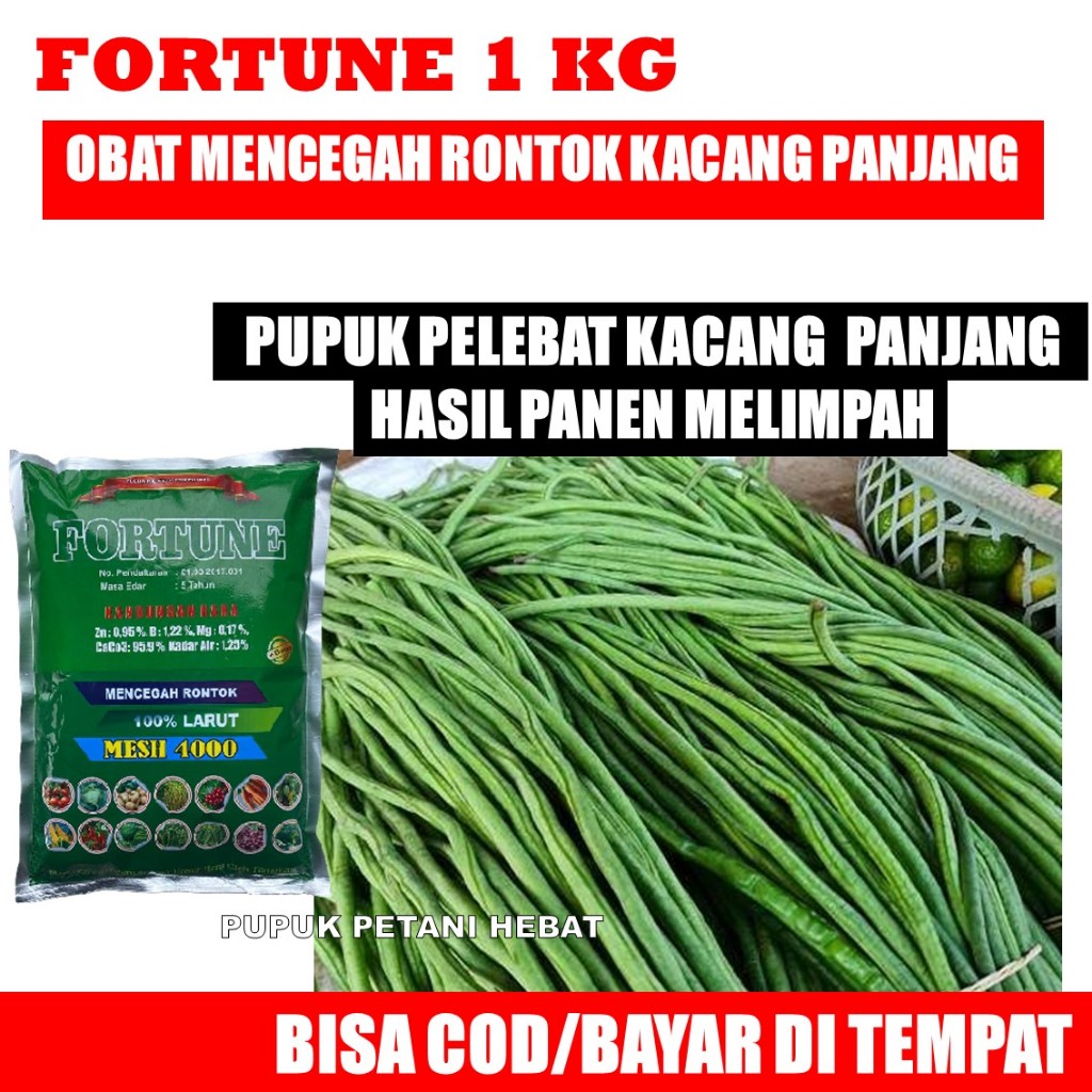 1 KG FORTUNE Obat Anti Penyakit Kuning Keriting Anti Rontok Daun Kacang Panjang Terbaik - Pupuk Kals