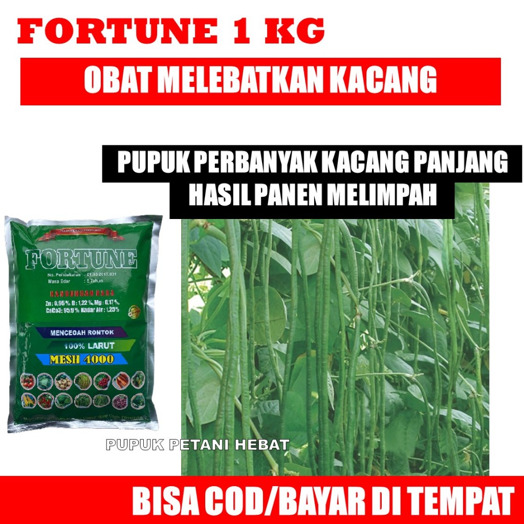 (KIRIM HARI INI) FORTUNE 1 Kg Pupuk Kalsium Anti Hama Virus Kuning/Gemini Kacang Panjang, Pupuk Orga