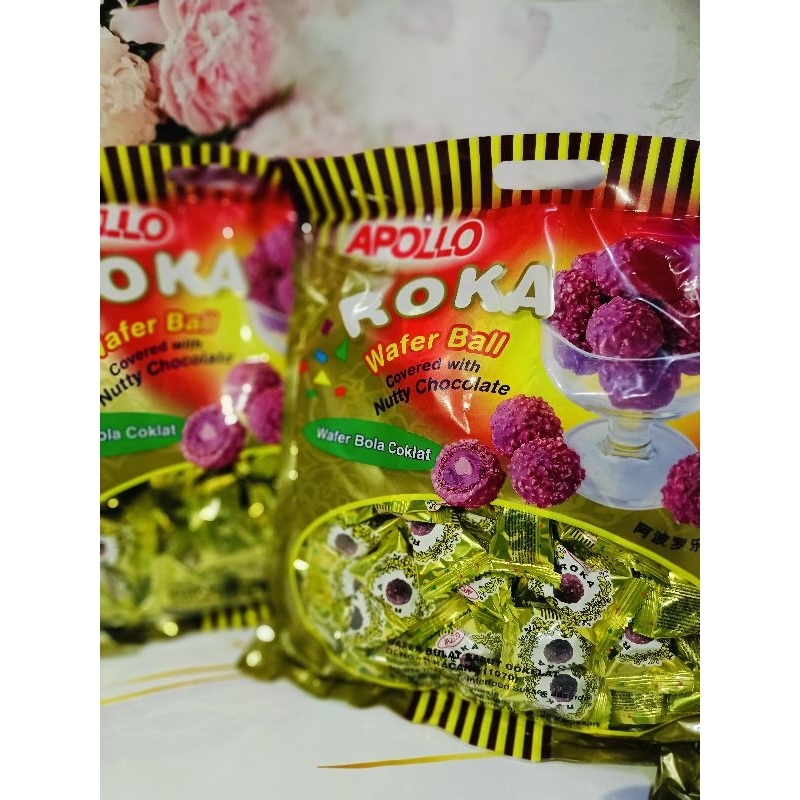 

appolo roka coklat kemasan refill - roka wafer cokelat - wafer ball chocolatte