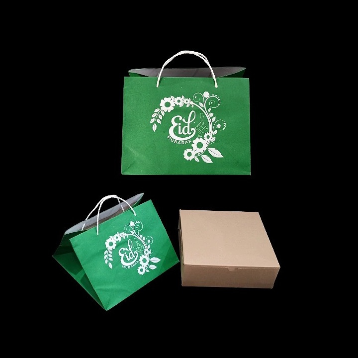 

5 Pcs Paperbag Toples 500 Gr Isi 4 Goodie Box Bolu Gulung Lebaran 27x27x20 Tas Hampers Idul Fitri