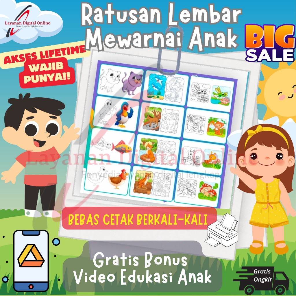 Ratusan lembar Worksheet Mewarnai Anak - Lembar Kerja Anak - Bebas Print Berkali-kali