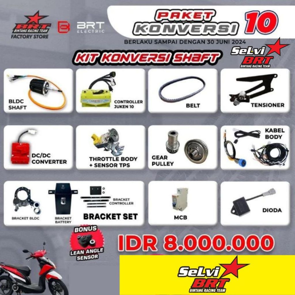 PAKET KONVERSI MOTOR LISTRIK BRT SUPRA / REVO / JUPITER Z1 / VARIO 110 KARBU / BEAT SERIES