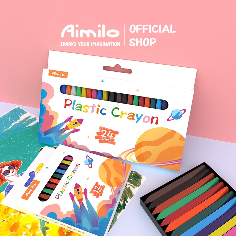 

Aimilo Crayon Set Krayon Plastik 12/24 Warna Crayon Anti Air Dan Anti Patah Krayon Anti Kotor Dan Anti Patah Tidak Beracun