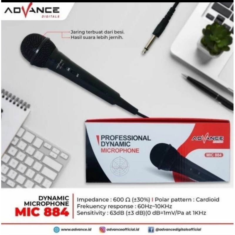 MIC KARAOKE KABEL ADVANCE 884 / MIC ADVANCE