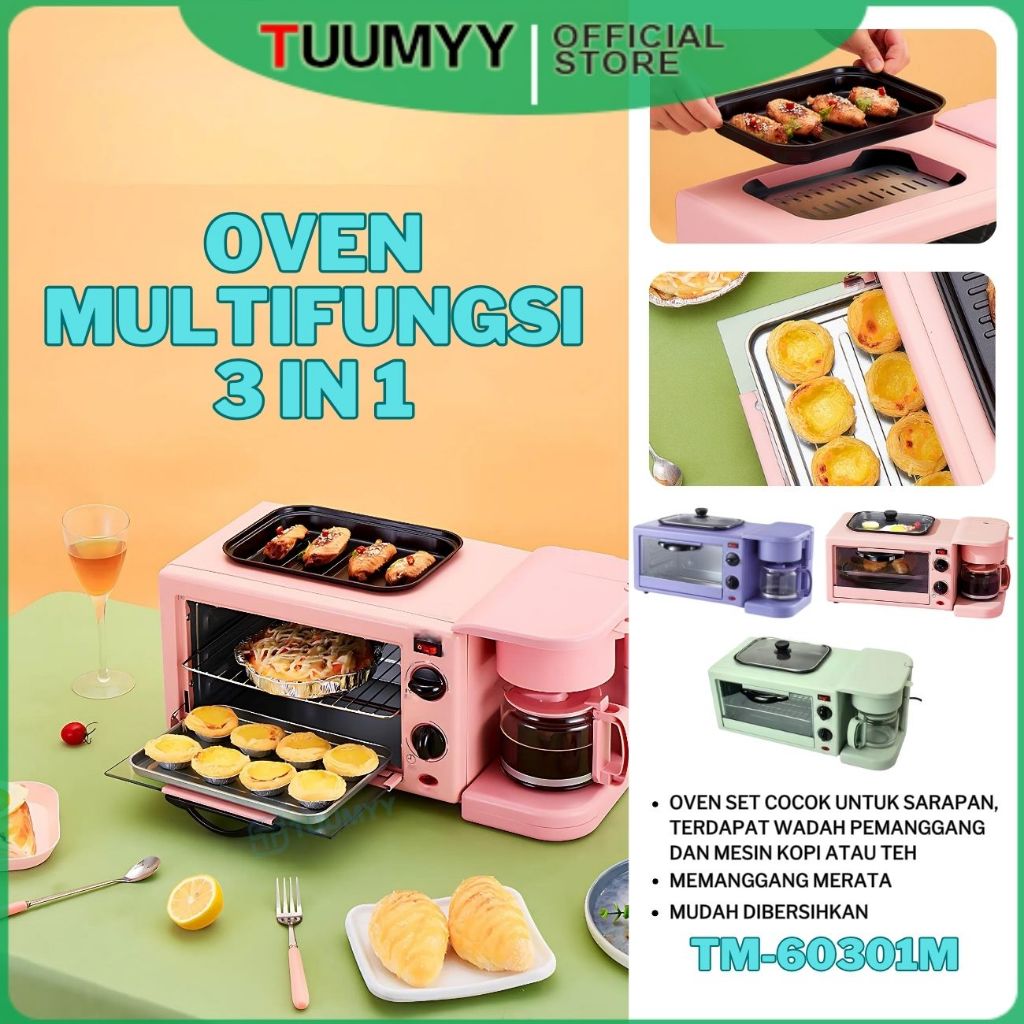 [COD] OVEN 3IN1 MULTIFUNGSI GRILL PAN, MESIN KOPI / TEH, PEMANGGAN PIZZA KUE ROTI TM-60301M