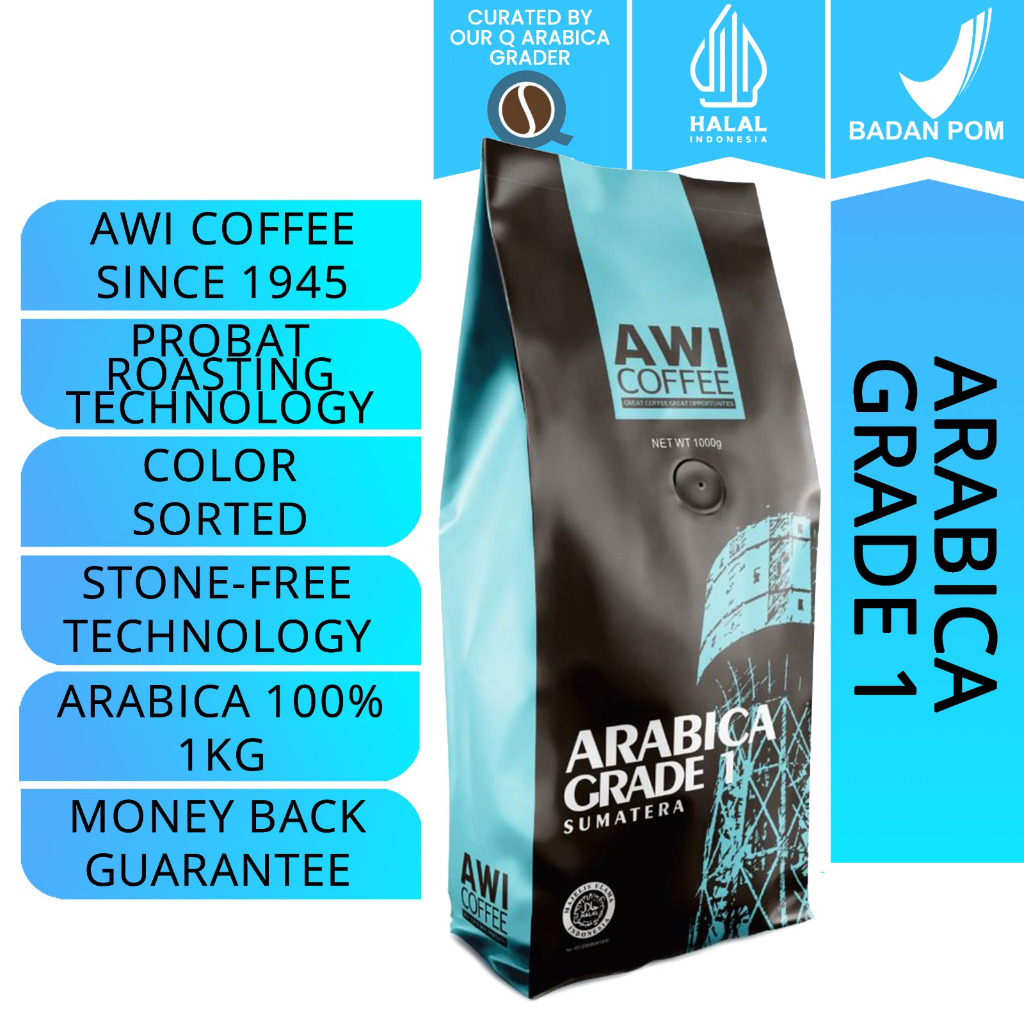 

Awi Kopi Sumatera Arabica Grade 1 1Kg Biji | Roasted Coffee Beans | Sidikalang Gayo Lintong Blend