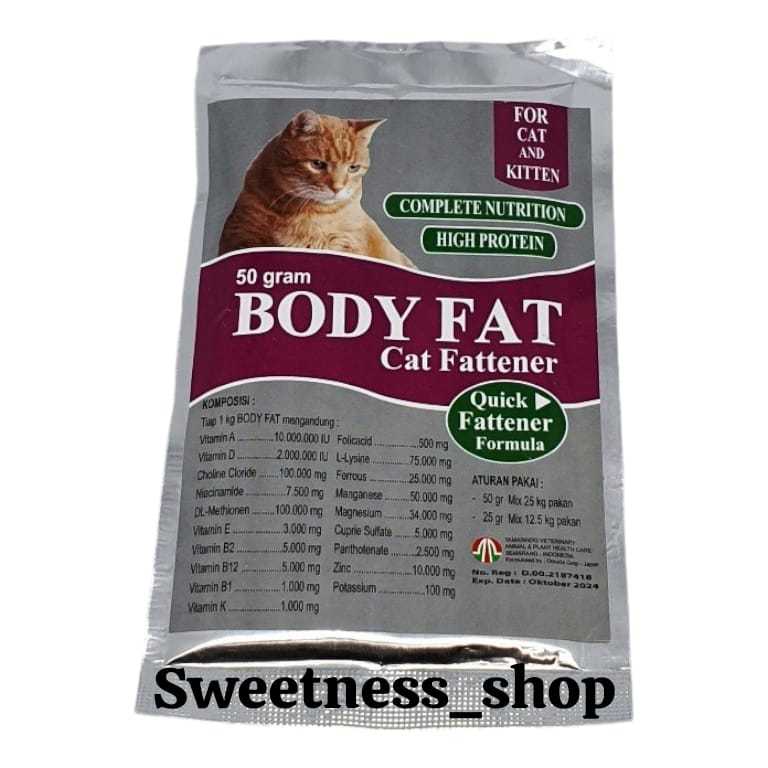 Body Fat Cat 50 gram Penggemuk kucing super cepat bentuk powder - BODY FAT Cat Penambah Berat Badan 