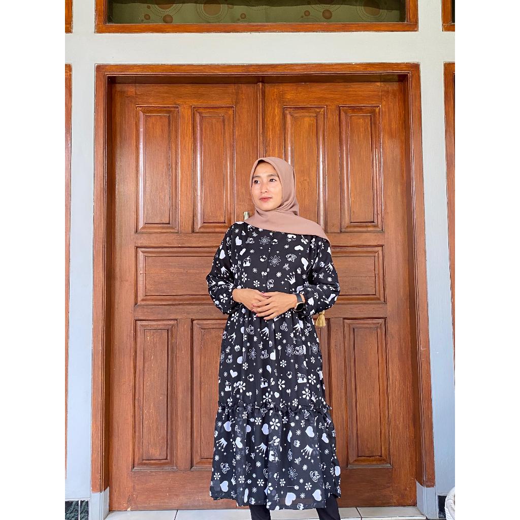 MIDI Dress Terbaru Muslim Ceruty BabyDoll Tunik Dewasa Remaja Sabyan