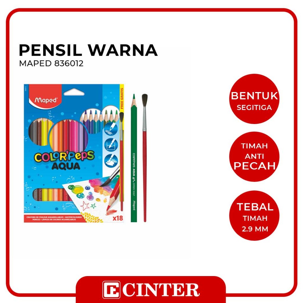 

MAPED - [FREE GIFT] PENSIL CAT AIR / PENSIL BERAIR / PENSIL AQUAREL / WATER COLOUR PENSIL AQUA ISI 18 WARNA 836012
