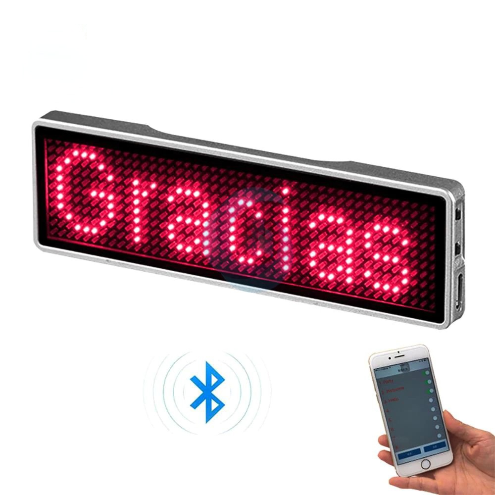 

Name Tag Papan Nama Iklan LED Mini Board Portable with Bluetooth 230 mAh