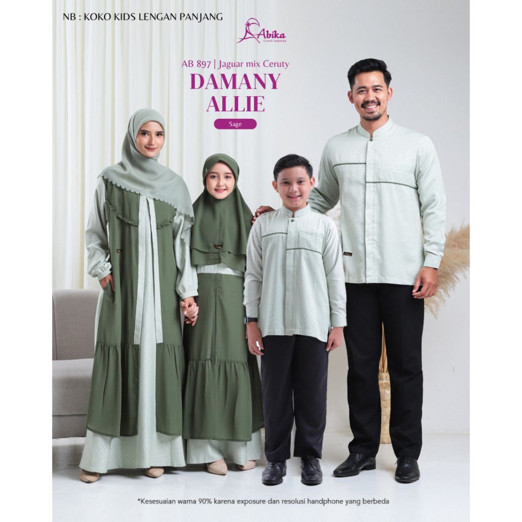 New Sarimbit Abika Lebaran 2025 / Damany Allie- Sage Green / Fashion Muslim