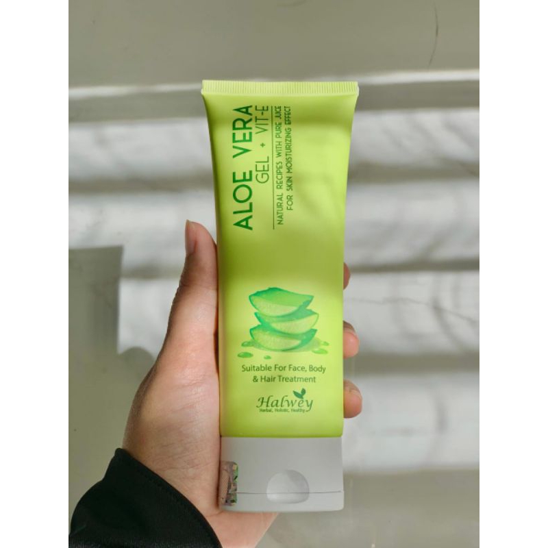Halwey Aloevera Gel Soothing & Vit E Solusi Kesehatan Rambut Kuku Kulit Luka dan Iritasi
