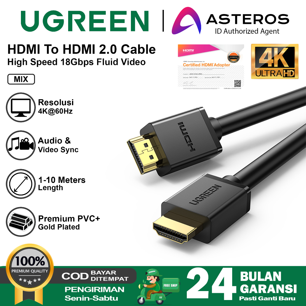 UGREEN Kabel HDMI To HDMI 4K 60Hz 18Gbps Ultra HD 10 Meter 10110
