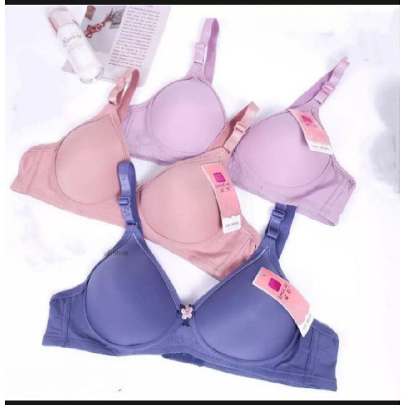 Braa Wanita BH LingCao LingCau Kaitan 3 Busa Tipis Cup Sedang Tanpa Kawat