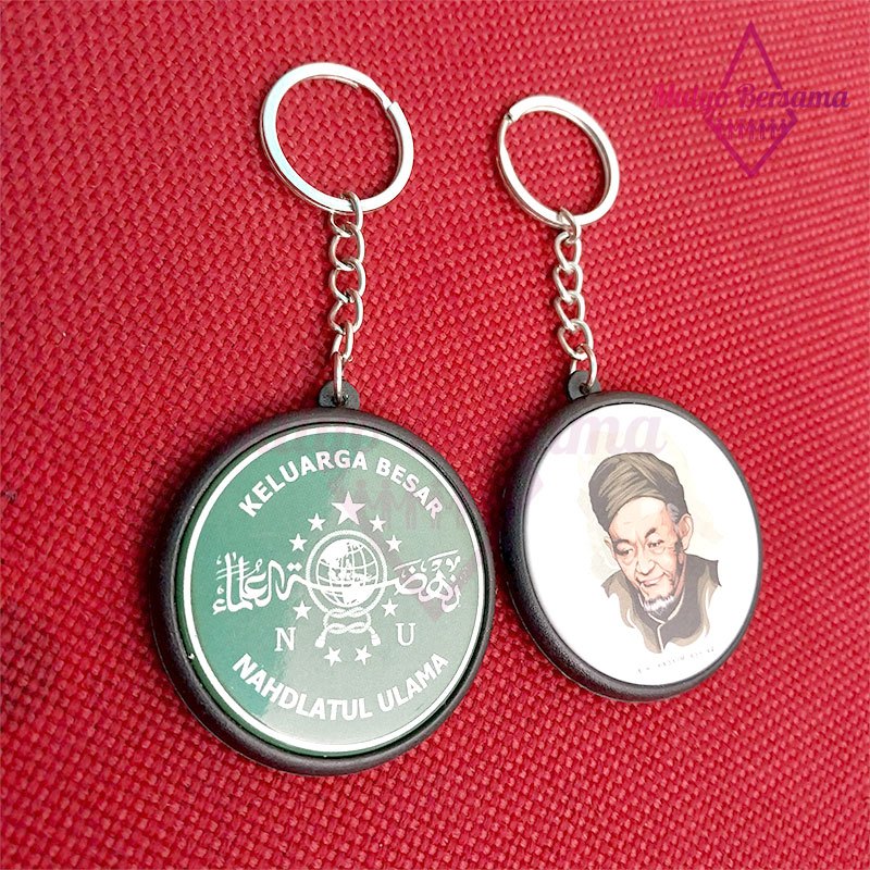 Ganci Logo Nahdlatul Ulama Gantungan Kunci NU KH.HASYIM ASY'ARI Model Bolak Balik  - Mulyo Bersama