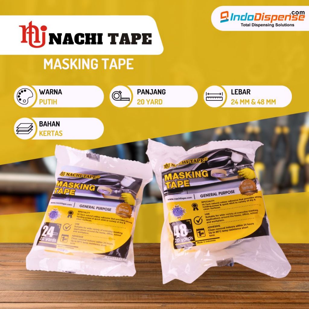 

Isolasi Kertas / Masking Tape Nachi 24MM x 20y (18 METER)