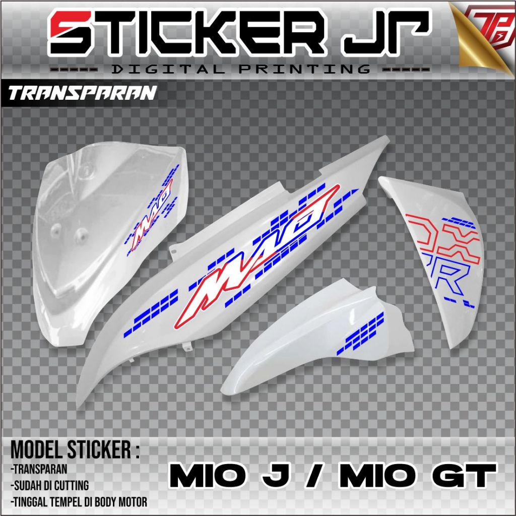Stiker Striping Mio J Sudah Cutting -  Sticker Motor Yamaha Mio J Variasi Transparan JP12