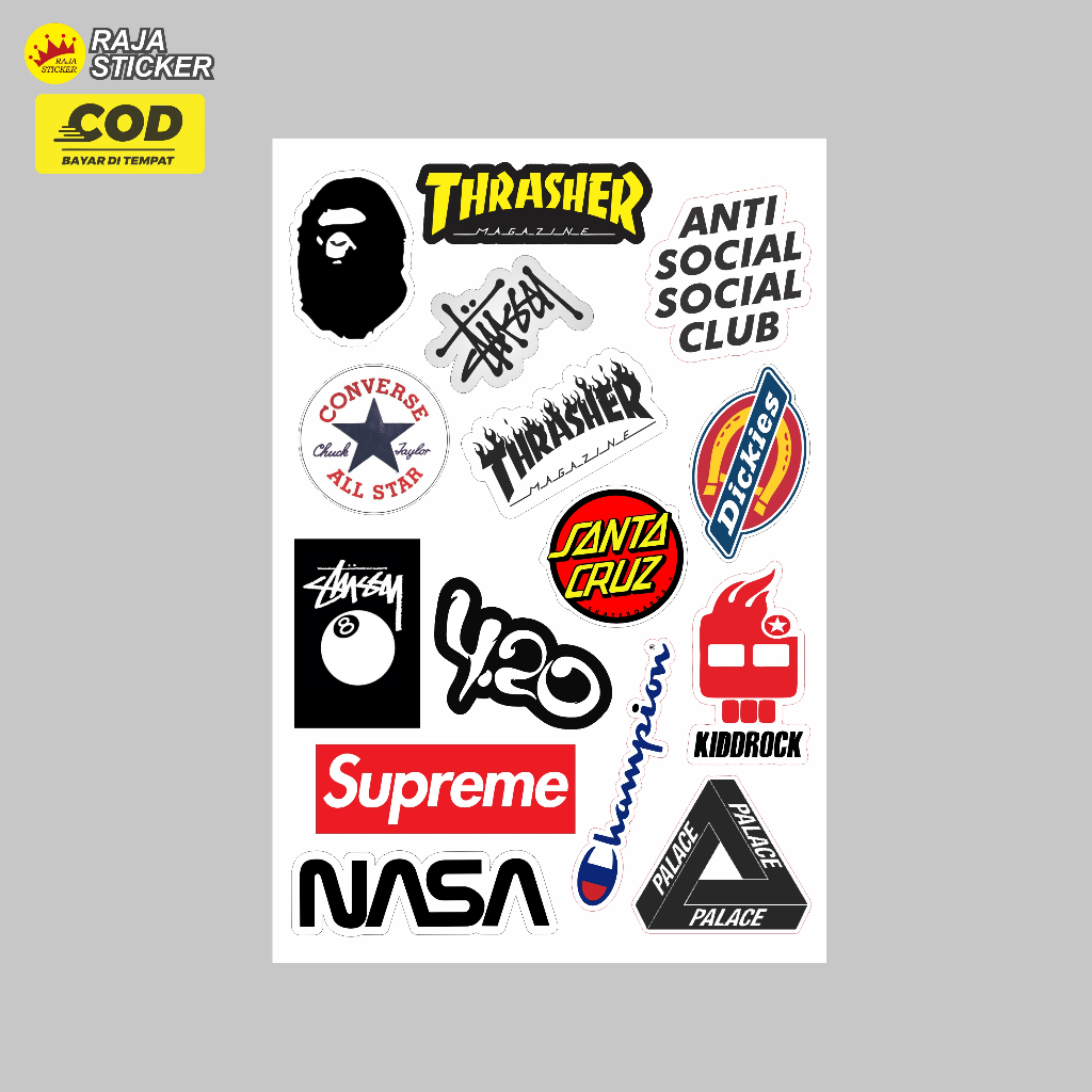 

STIKER BRAND 15 pcs STIKER AESTHETIC LAPTOP AKSESORIS HP ANTI AIR MOTIF HELM, TUMBLER