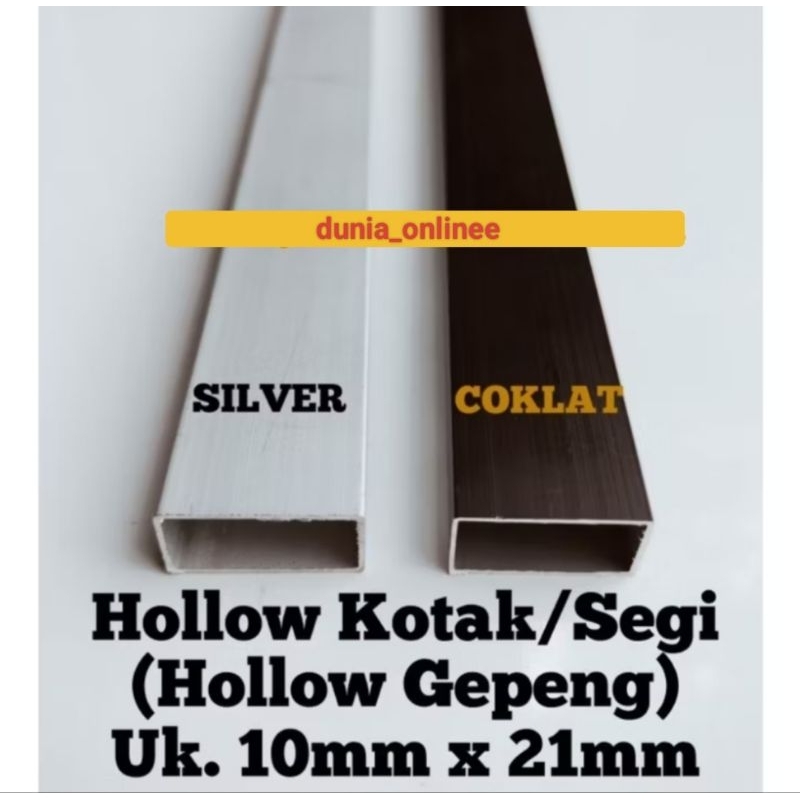 Hollow Aluminium (Holo Gepeng) Uk.10mmx20mm SILVER dan COKLAT