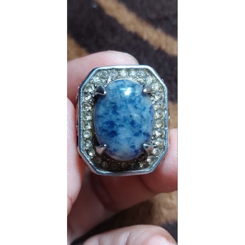 Cincin Pria Batu Akik Alam Asli Natural Lapis Lazuli Big Jumbo