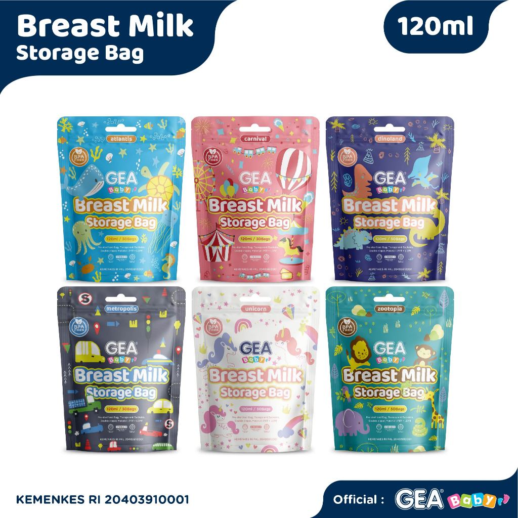 Paket PREMIUM GEA Baby Kantong Asi 120ml Pattern Edition 6 pouch