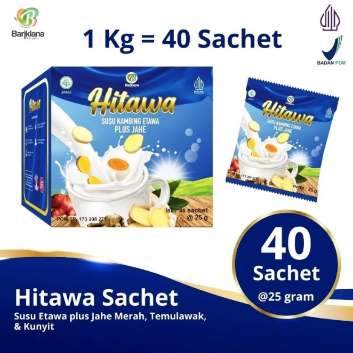 

Hitawa Sachet per Box Susu Kambing Etawa Plus Jahe Isi 40 Sachet