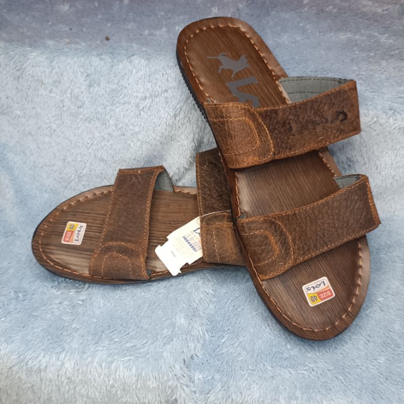 Sandal Kulit Pria laki-laki Jepit Slop Lois, kulit sapi asli , Maskulin