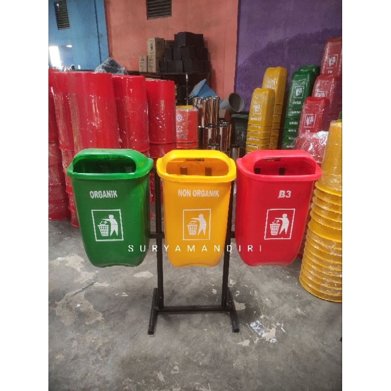 Tempat sampah 3in1 Oval Fiberglass