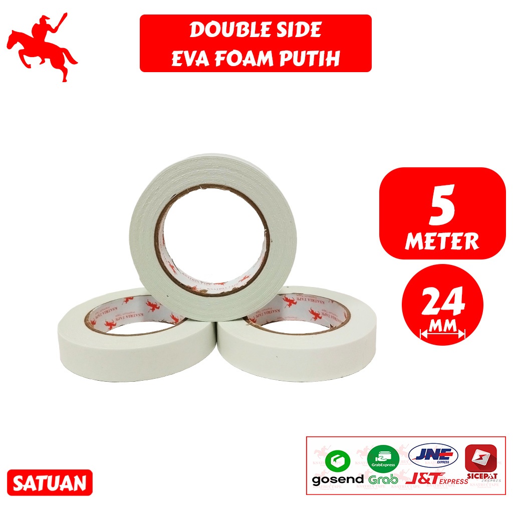 

[TERMURAH] Lakban OPP Tape / Isolasi Eva Foam Tape / Double Tape Busa Putih 24mm x 5 meter -COD
