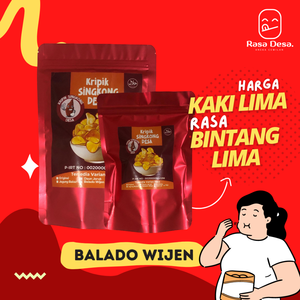 

Keripik Singkong Desa Rasa Balado Wijen | 50gram & 100gram | Keripik Singkong Balado Wijen Gurih Manis Pedas Cemilan Snack