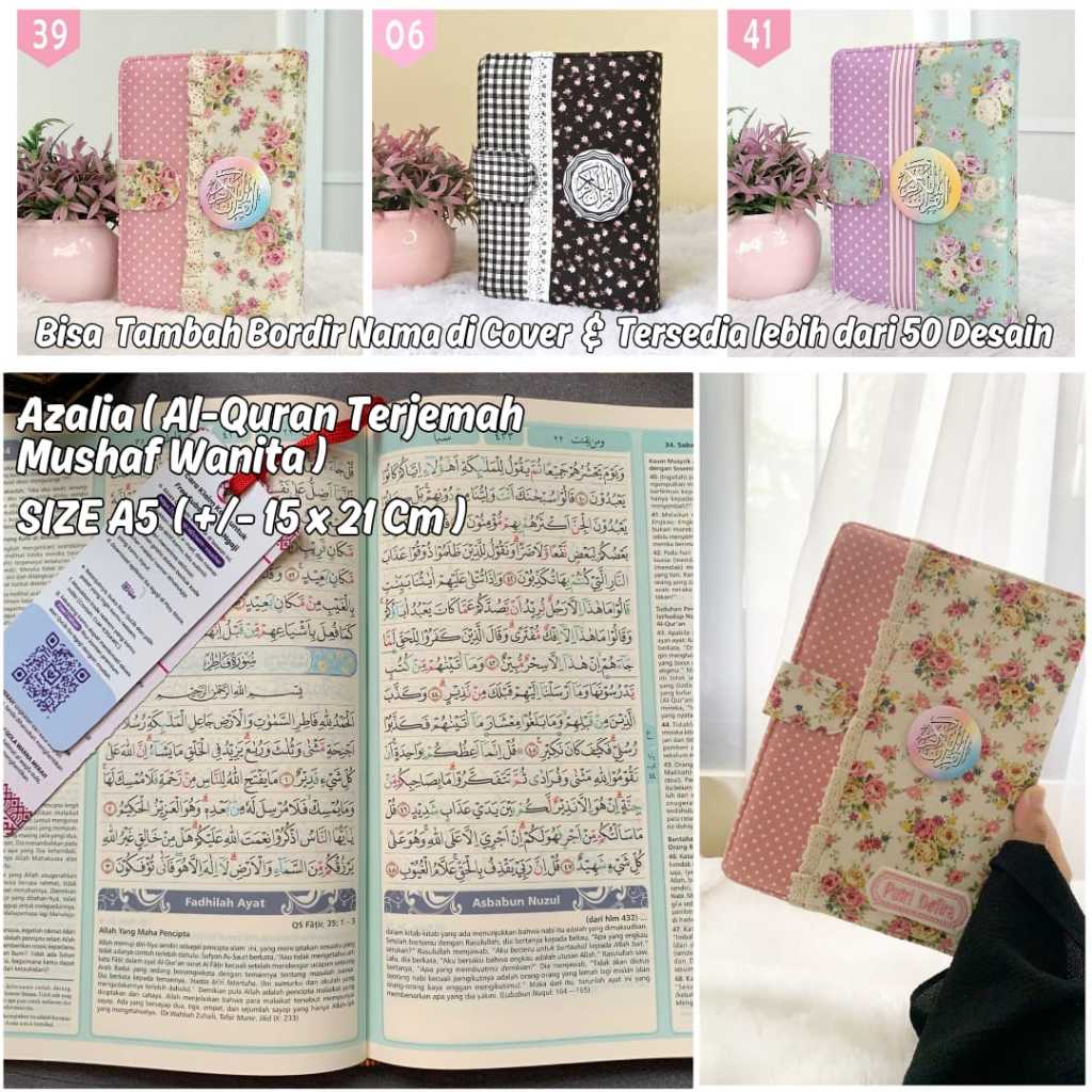 

AlQuran Al Quran Mushaf Wanita Azalia Tajwid Warna Terjemah Terjemahan Rainbow A5 Cover Cantik ALQ18