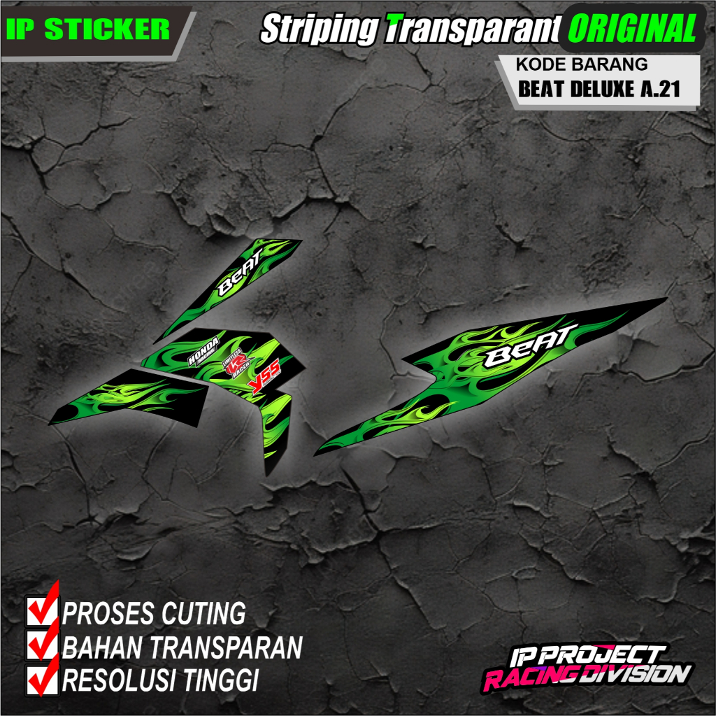 (COD) STIKER STRIPING ORIGINAL MOTOR HONDA BEAT DELUXE 2021-2023  HOLOGRAM DAN TRANSPARAN KODE A.21